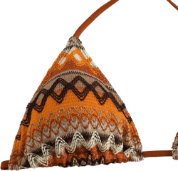 SEGT Women's 2 Piece Boho Crochet riangle Tie Side Bikini Set for Women String Swimsuit Bathing Suit Summer Beach Large Orange