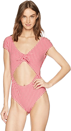 Jessica Simpson Women's Retro Bow Cap Sleeve One-Piece Swimsuit