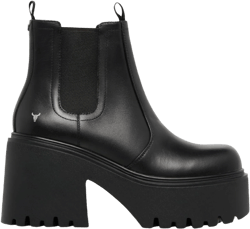 Windsorsmith Womens Black Leather Platform Ankle Chelsea Boots - Tricky 10 Black