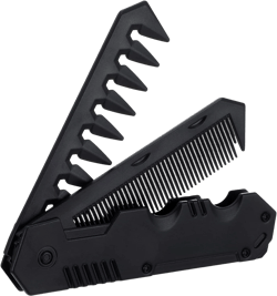 Portable Folding Hair Comb for Men, 2 in 1 Pocket Combs Fine Tooth Hair Comb Wide Tooth Comb Black Plastic Pocket Comb for Everyday Grooming Styling Hair Beard Mustache