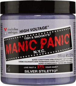 MANIC PANIC Silver Stiletto Gray Hair Dye - Classic High Voltage - Semi Permanent Hair Color - Icy Silver Shade with Lavender Tint - Vegan, PPD & Ammonia-Free - For Hair Coloring on Men & Women