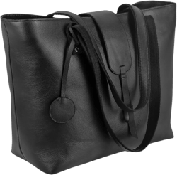 Genuine Leather Tote for Women Organizer Large Shoulder Handbags Work Fashion Tote Shoulder Top Handle Satchel Bag (Black)