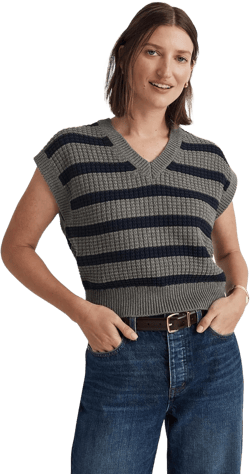 Madewell Waffle-Knit Sweater Vest in Stripe