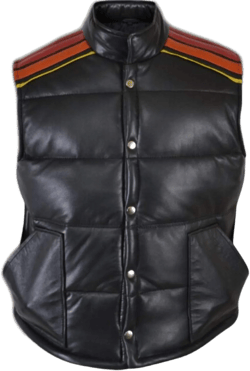 Men's Vintage Tyler Durden Fight Club Biker Rider Simpson Puffer Cafe Racer Lambskin Leather Vest Large Black