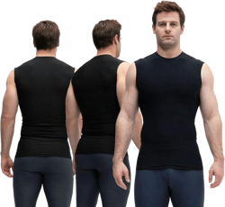 KISTA 3 Pack Men's Sleeveless Workout Shirts, Dry Fit Running Compression Cutoff Shirts, Athletic Base Layer Tank Top Large Black/Black/Black