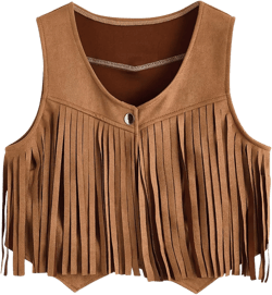Verdusa Women's Tassel Suede Vest Sleeveless Fringe Hippie Crop Jacket X-Large Hippie Brown