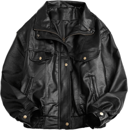 Men Motorcycle Retro Pu Leather Jackets Bomber Jacket Zipper Cargo Windbreaker Large Black