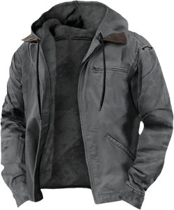 Mens Heavyweight Winter Hoodie Jacket Stylish Zip Up Warm Fleece Sherpa Lined Coats With Pockets, S-8XL Gray X-Large