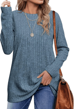 Light Weight Sweaters for Women Casual Tunic Tops Long Sleeve Pullover Shirts Fall Fashion Tops Knitted Sweaters Medium C-blue