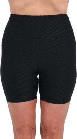 Maxine of Hollywood Women's Spa Bike Short Swimsuit Bottom 18 Black//Textured Spa Solids