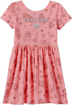 Girls' Disney Princess 'Inspire' Short Sleeve Dress - Light Pink XXL- 18/20