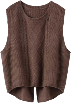 Women's Plaid Sleeveless Wool Knitted Sweater Vest Crew Neck Knitwear Tops Comfortable Cable Knit Crop Top Outerwear