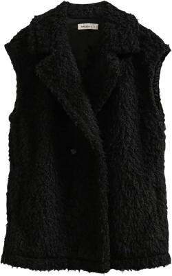 Amazhiyu Womens Faux Fur Waistcoat Vest with Pockets Sleeveless Fall Jacket X-Large Black