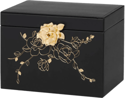 Jewelry Box with Lock for Girls: Jewelry Organizer for Dresser - 3-Drawer Earrings Storage Girls Women Gift (Black)