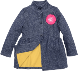 The Season Essentials Kidsy Girls Denim-Looking Stand-Up Collar Jacket – Peruvian Cotton, Long Sleeve 4T Dark Denim