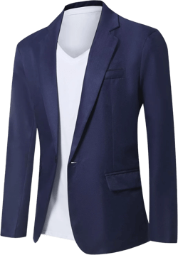 Mens Casual Blazer Suit Jackets Slim Fit One Button Sport Coats Lightweight Business Daily Jacket Navy Large