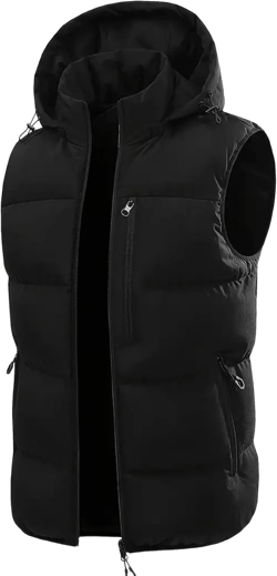 Men's Zip Up Puffer Vest Sleeveless Hoodies Coat Warm Outerwear with Pockets Coat Lightweight Gilet Medium Black