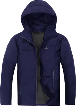 Lesmart Men’s Down Jacket Puffer Winter Jacket with Hooded Packable Lightweight Windproof Insulated Warm Coat Navy Blue Medium