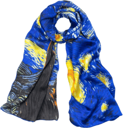 Dahlia Women's 100% Luxury Long Silk Scarf - Van Gogh's Art Collection Long - Starry Night