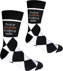 Fancy Bourbon Drinking Men's Socks | Bourbon Gift for Men Funny Novelty Fashion Dress Socks | Unique Gifts for Bourbon Whiskey Lovers | Fun Bourbon Themed Novelty Apparel