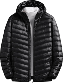 Mens Down Jackets with Hood Lightweight Puffer Jacket Casual Quilted Insulated Puffy Coat Packable Warm Winter Coats A01-black 4X-Large