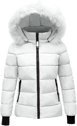 Winter Jackets for Women Coat Quilted Thicken Puffer Jacket Winter Cotton Jacket with Hood Waist 4X-Large White