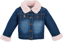 Mud Pie Girls Children Denim Jacket W Pink Fur Medium Denim
