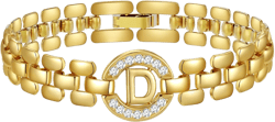 WEDDINEN Initial Bracelets for Women, 14K Gold Plated Letter A-Z Bracelets with Diamonds,Thick Chain Bracelet for Women trendy Jewelry Gifts Gold-D