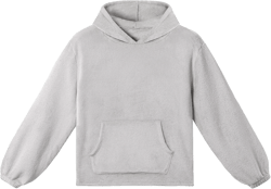 ESTAMICO Women's Comfy Flannel Lounge Wear Fashion Loose Fit Hoodies Long Sleeve Pajamas Top, XS-XXL X-Large Light Grey