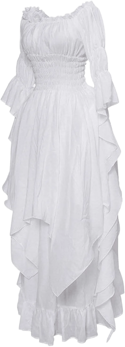 Women's Gothic Cosplay Dress Vintage Celtic Medieval Floor Length Renaissance Elegent Long Maxi Dresses X-Large Y2-white