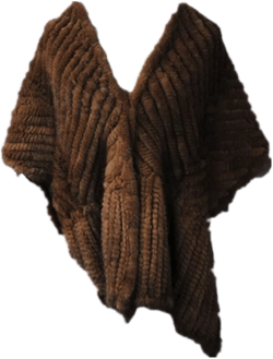 LVCOMEFF Women Knitted Mink Fur Shawl Wrap Elegant Party Brown