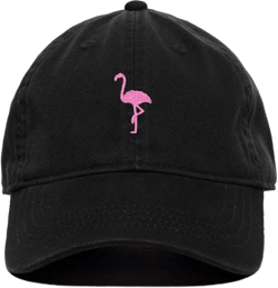 Tech Design Pink Flamingo Baseball Cap Embroidered Cotton Adjustable Dad Hat One Size Black
