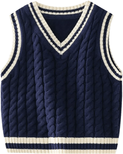 Boys Sweater Vest V Neck Sleeveless Uniform Knit Kids Clothes Navy 1-2T