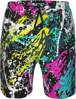 Kkaingg Neon Paint Splatter Men's Swim Trunks Quick Dry Swim Shorts Summer Beach Shorts with Pockets Swimsuit Large White