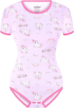 Onesie Jumpsuit Nightwear Women's Short Sleeve Romper Pajamas One Piece Bodysuit Cartoon Unicorn Print Pink 4X-Large