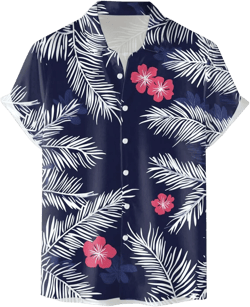 Mens Hawaiian Shirt Short Sleeve Button Down Shirts Tropical Floral Summer Casual Beach Vacation Tees Aa-deep Blue Large