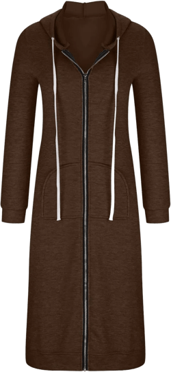 Firzero Women's Casual Hoodies, Solid Color Tunic Sweatshirt Long Hoodie with Jacket Pockets/Zip, Fashion Loose Long Sleeve Hooded Coat Winter Cozy Open Front Cardigan X-Large Coffee