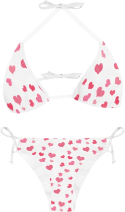 Heart Women Swimwear Lace Up Bikini Swimsuit Triangle Two Pieces Bathing Suit S