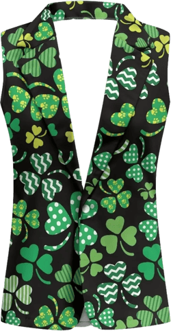 Biyejit Women Suit Vests Button Down Sleeveless Vest Blazers Fully Lined Open Front Work Vest Tops Outwear Shamrock Pattern Large