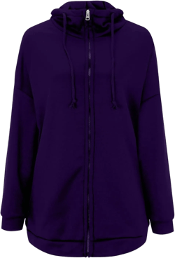 COTECRAM Women's Zip Up Hoodies Oversized Long Sleeve Fall Hooded Sweatshirts Casual Long Fleece Jacket Coats with Pockets 5X-Large B Purple