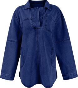 COTECRAM Womens Denim Tops Pullover Trendy Casual V Neck Loose Fit Long Sleeve oversized Jean Shirts Jacket with Pocket XX-Large A Dark Blue