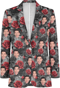 Custom Face Blazers for Couple-Personalized Jacket Blazer with Fun Picture Fashion Casual Sport Coats Gag Gift for Men Women Flowers Red Black