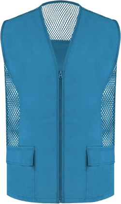 TopTie Zipper Supermarket Vest Advertising Unlined Volunteer Vests with Pockets Blue Medium