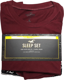 Hollister Men's Sleep PJ Set Long/Short Sleeve Graphic Tee & Flannel Pants/Jersey Short