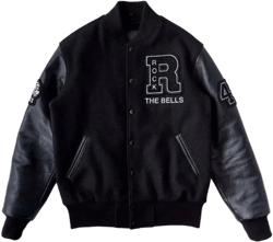 H&D Clothing Black Varsity Rock Stylish Bells Varsity Letterman Wool Faux Leather Sleeves Men The LL Cool Varsity Jacket Medium Black