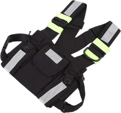 Walkie-Talkie Vest Yellow Reflective TYT Radio Tactical Harness Front Pack Vest Chest Pouch with Adjustable Shoulder Strap Suitable for Survival, Hiking, Cycling, Camping, Fishing, Travel
