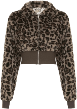 Women's Leopard Print Faux Fur Jacket Warm Slim Zip Up Long Sleeve Coat Lapel Crop Bomber Outerwear Tops Y2K