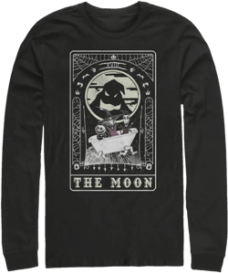 Men's The Nightmare Before Christmas Halloween Oogie Boogie and his Boys Moon Tarot Card  Long Sleeve Shirt - Black - Large