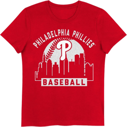 MLB Philadelphia Phillies Girls&#39; Crew Neck T-Shirt - S: Team Logo Sports Tee