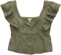 Aerie Button Front Ruffle Sleeve Top